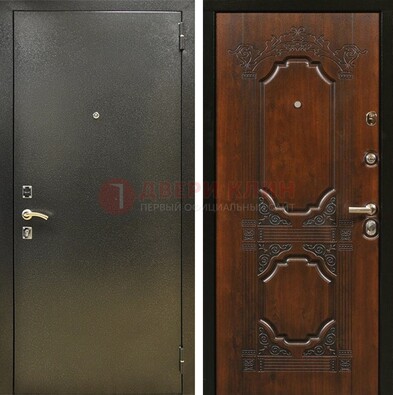 Входная дверь Темное серебро с порошковым покрытием и МДФ с узором ДП-293 в Сертолово