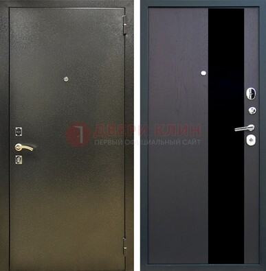 Входная темная дверь с порошковым покрытием и МДФ со стеклом ДП-294 в Сертолово