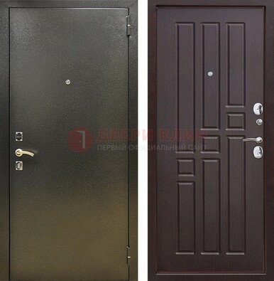 Входная темно-серая дверь с порошковым напылением и коричневой МДФ ДП-301 в Сертолово