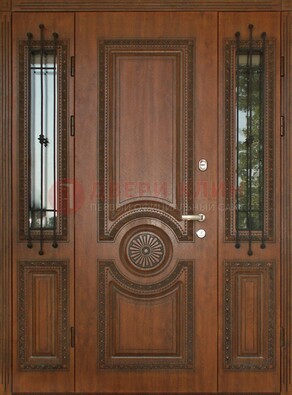 Парадная распашная стальная дверь Винорит со стеклом ДПР-106 в Сертолово