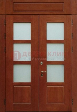 Металлическая парадная дверь со стеклом ДПР-69 для загородного дома в Троицке