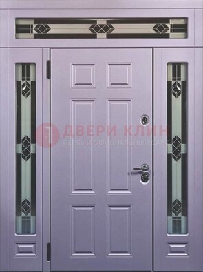 Филенчатая железная парадная дверь с фрамугами ДПР-82 в Сертолово