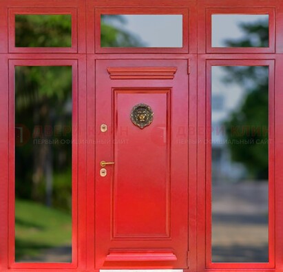 Красная парадная дверь для частного дома ДПР-88 в Сертолово