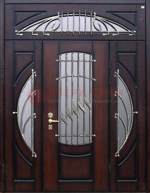 Парадная дверь со стеклянными вставками и ковкой ДПР-9 для улицы в Сертолово