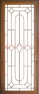 Коричневая железная решетчатая дверь с узором ДР-25 в Сертолово