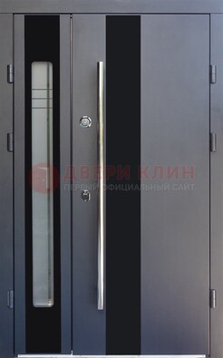 Серая стальная дверь со стеклом ДС-11 в Сертолово