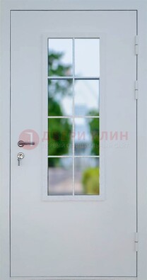 Белая железная дверь порошок со стеклом ДС-31 в Сертолово