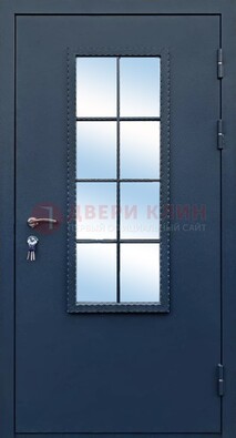Темная металлическая дверь порошок со стеклом ДС-34 в Сертолово