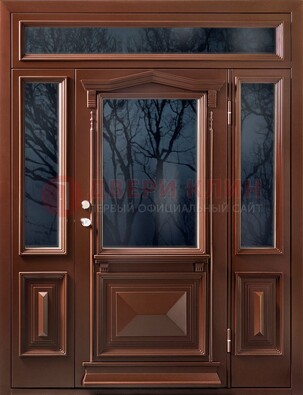 Коричневая металлическая дверь со стеклом ДС-67 в Сертолово
