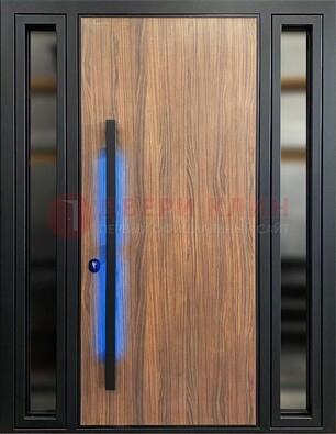 Коричневая металлическая дверь со стеклом ДС-69 в Сертолово
