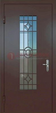 Входная металлическая дверь со стеклом для дома ДС-6 в Сертолово