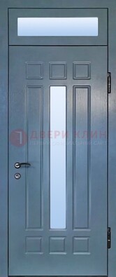 Серая металлическая дверь со стеклом ДС-70 в Сертолово