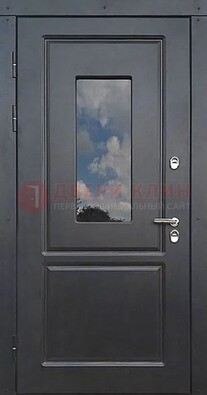 Чёрная металлическая дверь со стеклом ДС-77 в Сертолово