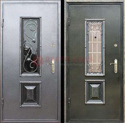 Звукоизоляционная металлическая дверь со стеклом и ковкой ДСК-12 в Сертолово