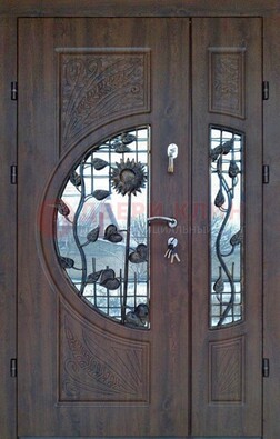 Входная дверь стекло с ковкой и резьбой ДСК-202 в Сертолово