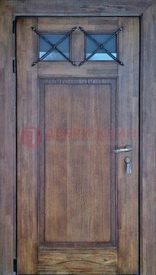 Металлическая дверь с Виноритом со стеклом и ковкой под старину ДСК-209 в Сертолово