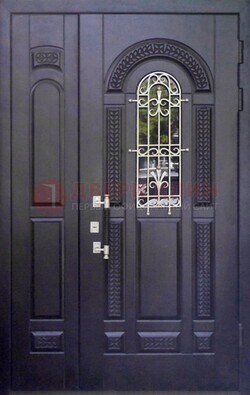 Входная дверь Винорит со стеклом и ковкой с узором ДСК-270 в Сертолово