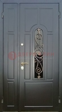 Металлическая дверь Винорит со стеклом в темном цвете ДСК-276 в Сертолово