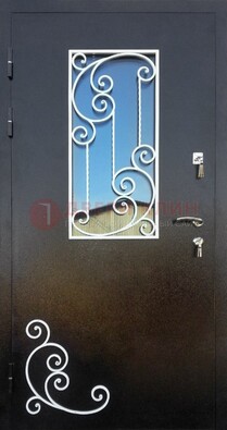 Входная дверь Порошок со стеклом и ковкой ДСК-278 в Сертолово