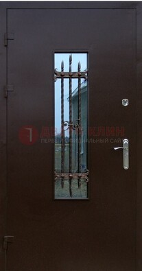 Надежная металлическая дверь со стеклом и ковкой ДСК-47 в Сертолово
