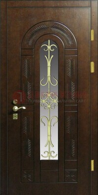 Дизайнерская металлическая дверь со стеклом и ковкой ДСК-50 в Сертолово