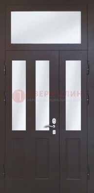 Черная тамбурная дверь со стеклянными вставками ДТМ-38 в Сертолово