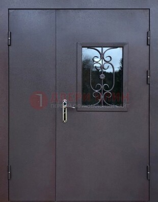 Тамбурная дверь Порошок со стеклом и ковкой ДТМ-48 в Сертолово