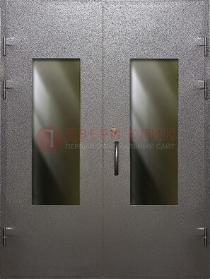 Серая тамбурная дверь со стеклянными вставками ДТМ-8 в Сертолово