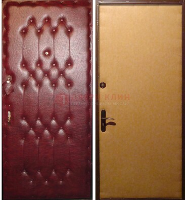 Бордовая металлическая дверь с винилискожей ДВ-1 в Сертолово