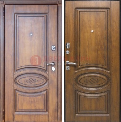 Коричневая металлическая дверь с виноритом ДВТ-10 в Сертолово