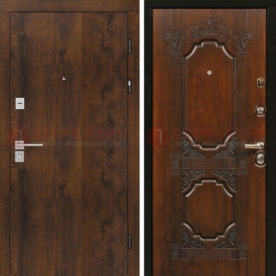 Стальная темная филенчатая дверь с виноритом и белой МДФ ДВТ-139 в Сертолово