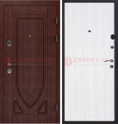 Уличная темная филенчатая дверь с виноритом и МДФ Белый ясень ДВТ-141 в Сертолово