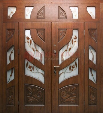 Элитная двухстворчатая дверь с витражным стеклом ДВТ-173 в Сертолово