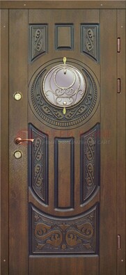 Одностворчатая входная дверь с виноритом и стеклом ДВТ-193 в Сертолово