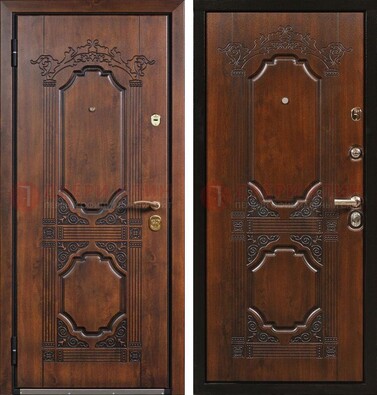 Коричневая железная дверь с виноритом и узором ДВТ-211 в Сертолово