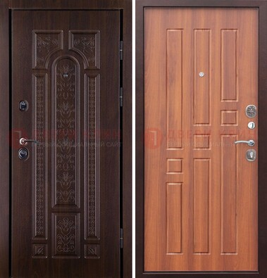 Темная металлическая дверь с виноритом и узором ДВТ-224 в Сертолово