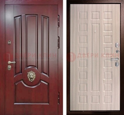 Темно-красная входная дверь с виноритом ДВТ-234 в Сертолово