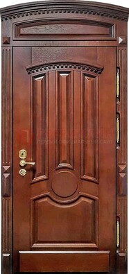 Темная стальная дверь с виноритом и фрамугой ДВТ-238 в Сертолово