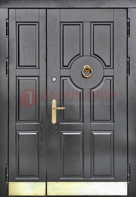 Черная металическая дверь с виноритом для дома ДВТ-241 в Сертолово