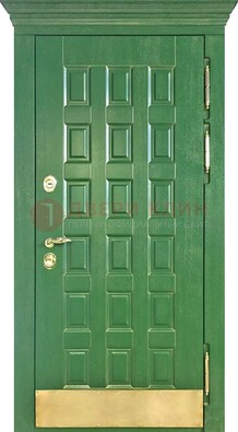 Входная зеленая дверь с виноритом для коттеджа ДВТ-249 в Сертолово