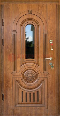 Классическая стальная дверь Винорит со стеклом и узором ДВТ-261 в Сертолово