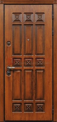 Коричневая стальная дверь с виноритом ДВТ-36 в Сертолово