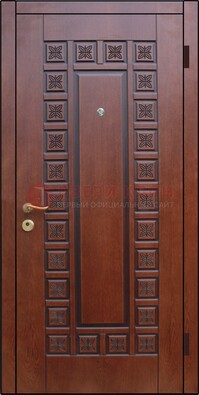 Коричневая стальная дверь с виноритом ДВТ-40 в Сертолово