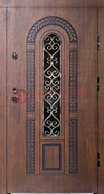 Стальная коричневая дверь с виноритом и МДФ ДВТ-81 в Сертолово