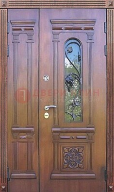 Железная коричневая филенчатая дверь с виноритом и МДФ ДВТ-85 в Сертолово