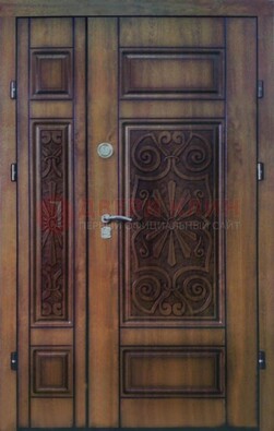Входная железная дверь с виноритом и панелью Белый дуб внутри ДВТ-96 в Сертолово