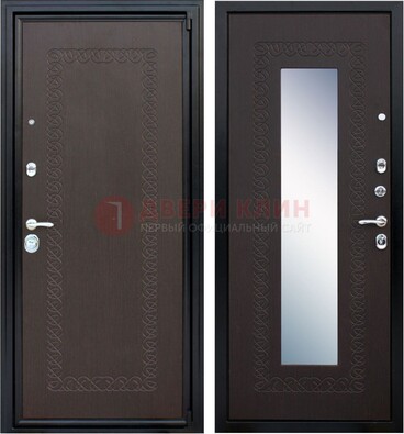 Темная стальная дверь с зеркалом ДЗ-20 в Сертолово