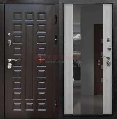Коричневая металлическая дверь с зеркалом ДЗ-22 в Сертолово