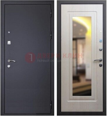 Черная металлическая дверь с зеркалом ДЗ-26 в Сертолово