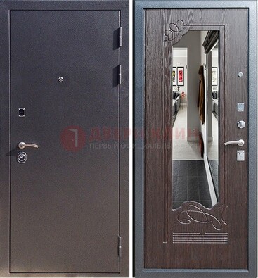 Черная входная дверь с зеркалом МДФ внутри ДЗ-29 в Сертолово